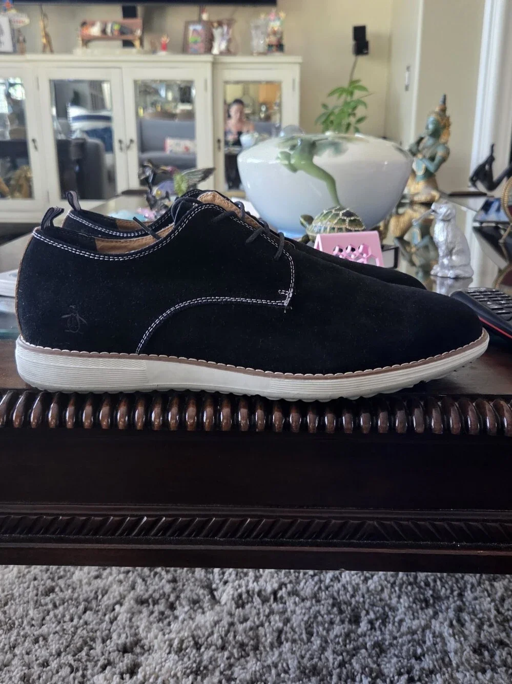 Original Penguin Men's Black Suede Chukka Shoes with White Sole